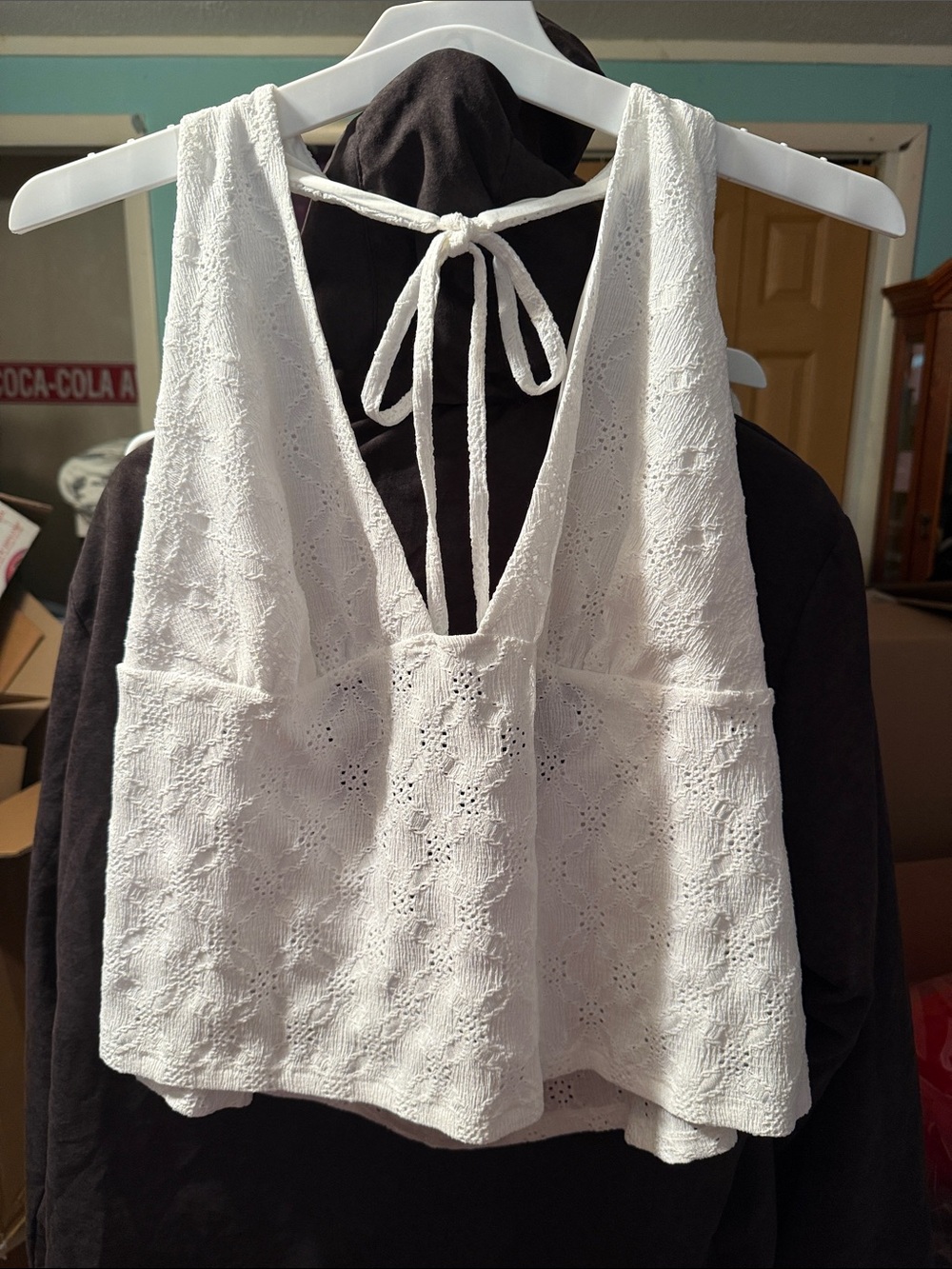 wild fable White Eyelet Tie-Back Camisole